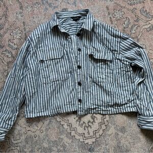 J. Crew Blue and White Striped Shacket